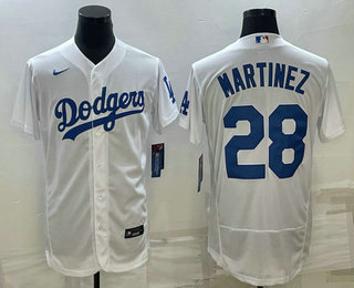 Men's Los Angeles Dodgers #28 JD Martinez White Flex Base Stitched Baseball Jersey